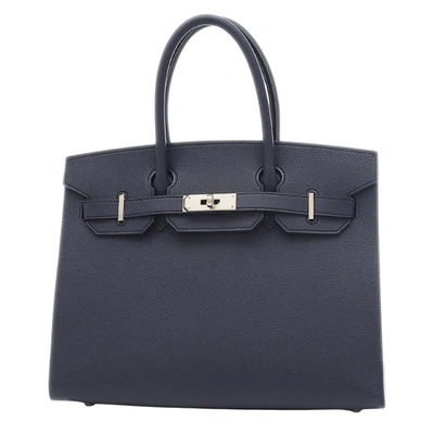 Shop Hermes Birkin 30 Leather Handbag () In Blue