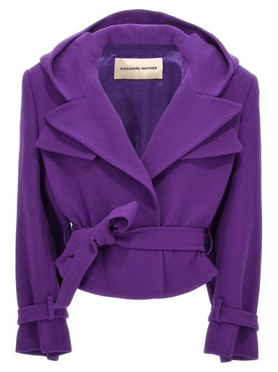 Shop Alexandre Vauthier Cropped Blazer Jackets Purple
