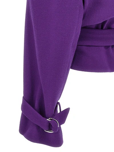 Shop Alexandre Vauthier Cropped Blazer Jackets Purple