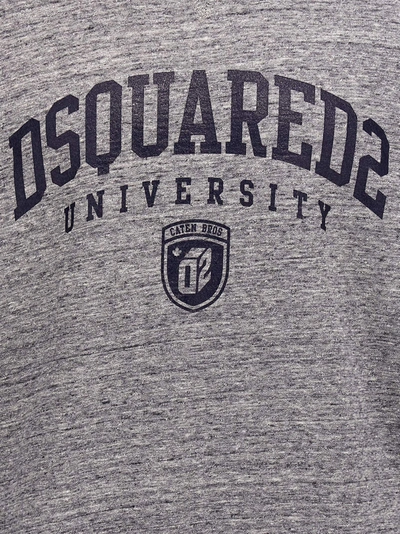 Shop Dsquared2 Logo Print Hoodie Sweatshirt Gray