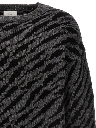 Rhude Zebra Crew Neck Sweater With Ribbed Cuffs