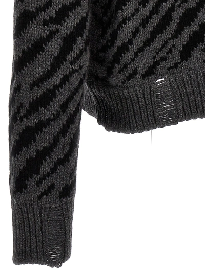 Rhude Zebra Crew Neck Sweater With Ribbed Cuffs