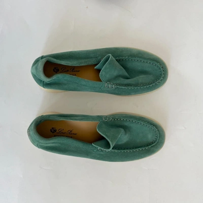 Pre-owned Loro Piana Summer Charm Walk Loafers For Kids, Light Green Size 33