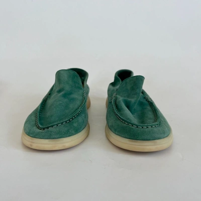 Pre-owned Loro Piana Summer Charm Walk Loafers For Kids, Light Green Size 33