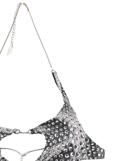 Shop Mugler Rhinestone Bikini Bra In Silver