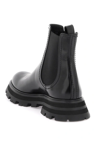 Shop Alexander Mcqueen Shiny Leather Chelsea Boots Women In Black