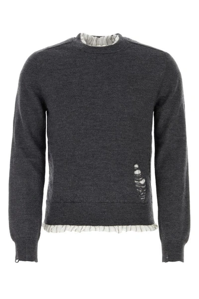Shop Maison Margiela Man Graphite Wool Sweater In Gray