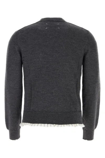 Shop Maison Margiela Man Graphite Wool Sweater In Gray