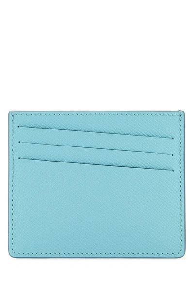 Shop Maison Margiela Woman Light-blue Leather Four Stitches Cardholder