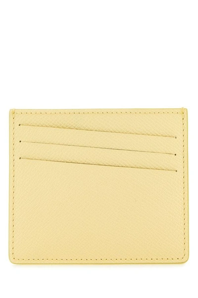 Shop Maison Margiela Woman Pastel Yellow Leather Four Stitches Cardholder