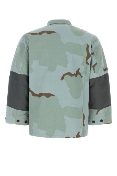 Oamc Cotton Blend Camo Shirt With Adjustable Cuffs In Green