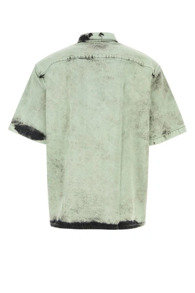 Shop Oamc Man Tie-dye Denim Oversize Shirt In Multicolor