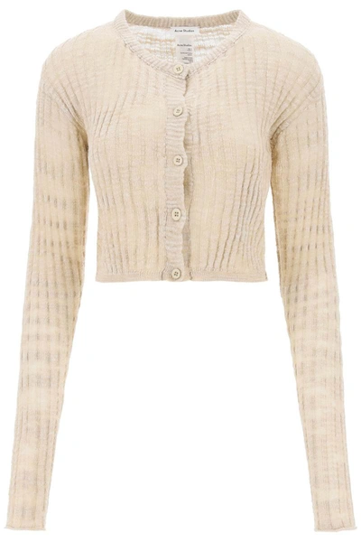 Shop Acne Studios Flat-ribbed Cardigan In Beige