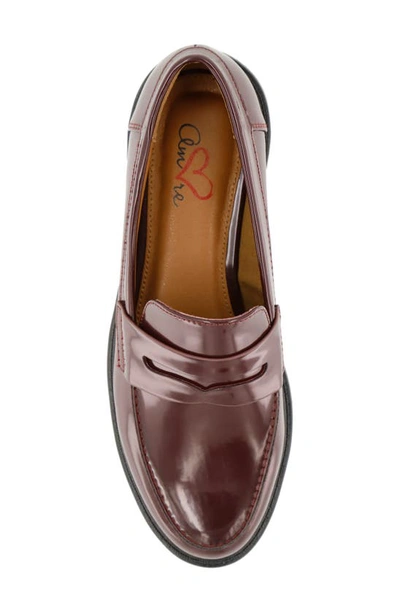 Mia Amore Hali Lug Sole Penny Loafer In Cordovan