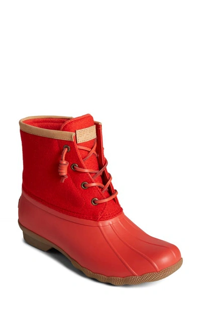 Red sperry duck boots deals