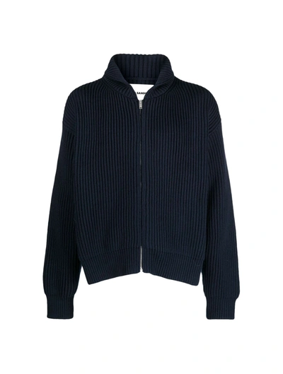 Shop Jil Sander Ribbed-knit Wool Cardigan In Blue