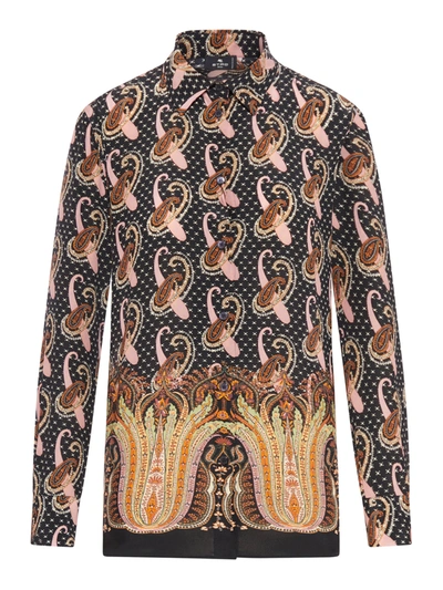 Shop Etro Shirt In Silk In Multicolour