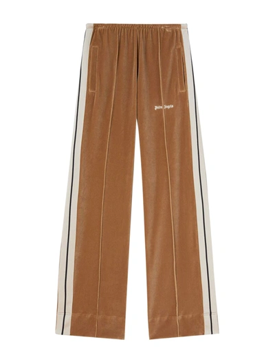 Shop Palm Angels Wide Leg Track Pants In Nude & Neutrals