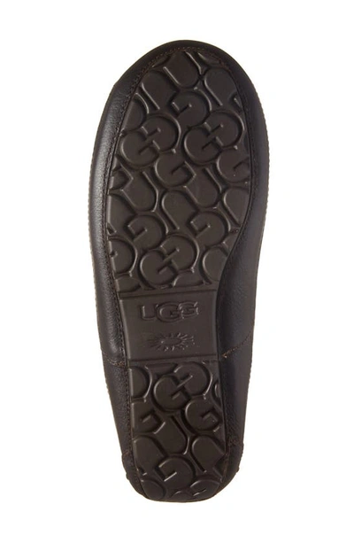 Shop Ugg Ascot Leather Slipper In Dark Spice