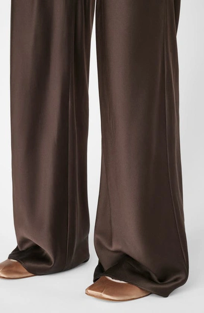 Shop Frame Wide Leg Pull-on Silk Pants In Espresso