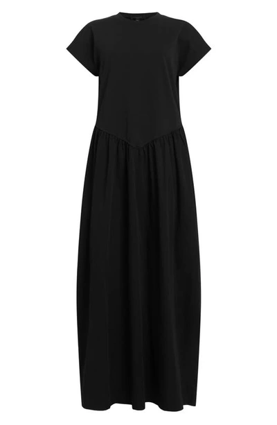 Shop Allsaints Frankie Woven Cotton Dress In Black