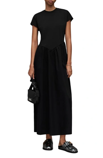 Shop Allsaints Frankie Woven Cotton Dress In Black