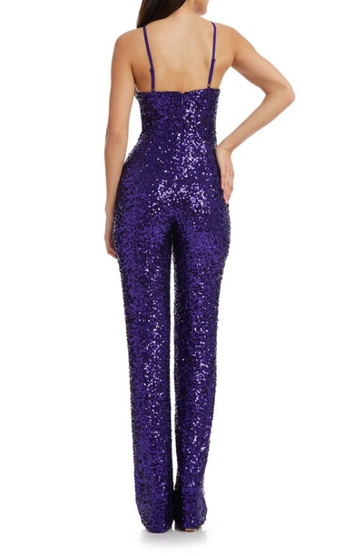 Shop Dress The Population Darian Sequin Jumpsuit In Violet