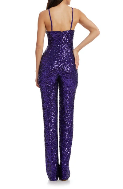 Dress The Population Darian Sequin Jumpsuit In Violet