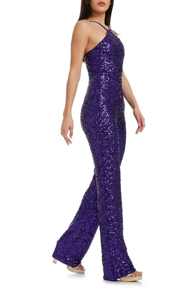 Dress The Population Darian Sequin Jumpsuit In Violet