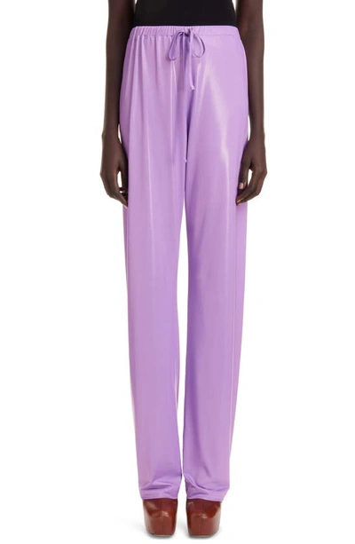 Shop Dries Van Noten Hochas Glossy Jersey Pants In Lilac 403