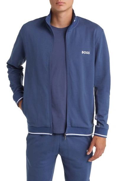 Shop Hugo Boss Tracksuit Lounge Jacket In Open Blue