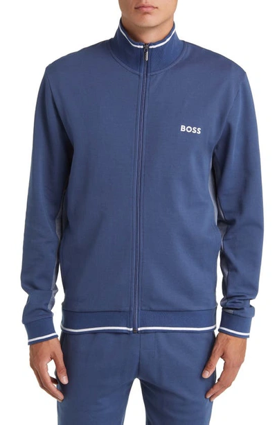 Shop Hugo Boss Tracksuit Lounge Jacket In Open Blue