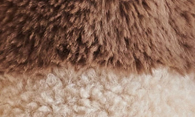 Shop Steve Madden Willow Mixed Media Colorblock Faux Fur Coat In Brown Multi