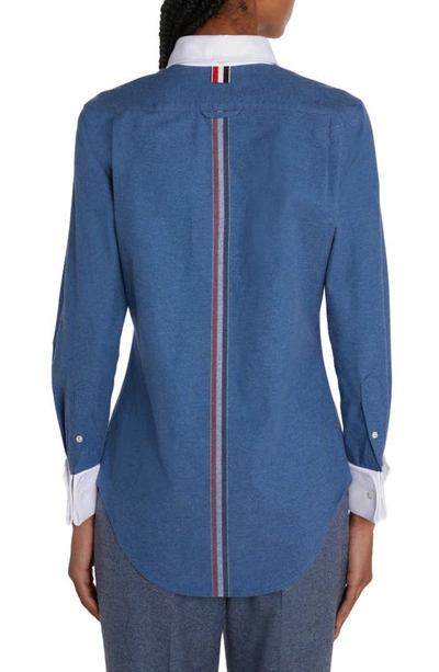 Shop Thom Browne Cotton Button-down Shirt In Deep Blue