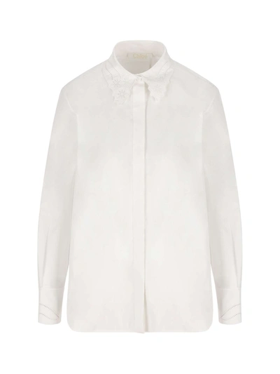 Shop Chloé Chloe  Cotton Shirt In White