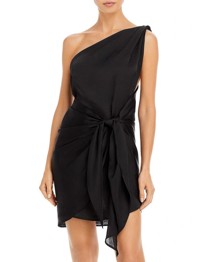 Shop Baobab Marea Womens Satin One Shoulder Mini Dress In Black