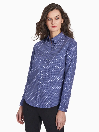 Shop Jones New York Dotted Easy-care Oxford Button-up Shirt In Blue