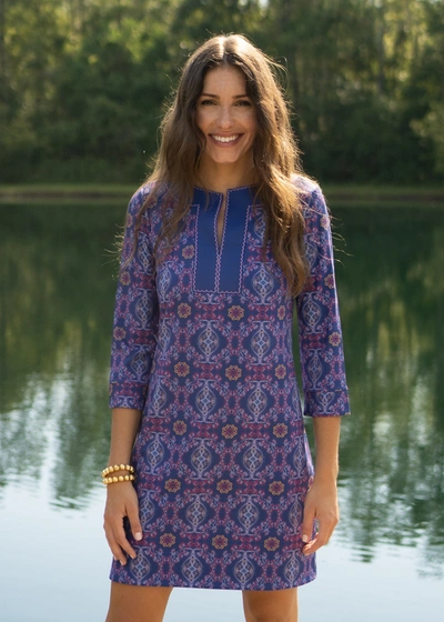 Shop Cabana Life Seattle Embroidered Tunic Dress In Multi