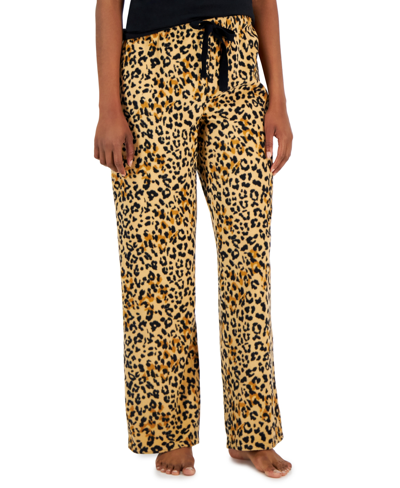 Shop Jenni Women's Printed Fleece Wide-leg Pajama Pants, Created For Macy's In Animal Scratch