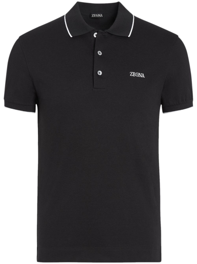 Shop Zegna Polo Con Logo In Black