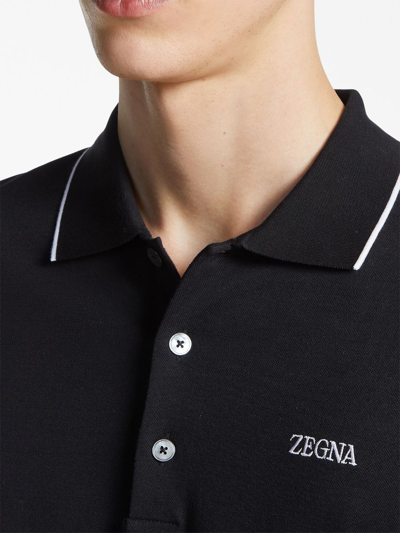 Shop Zegna Polo Con Logo In Black