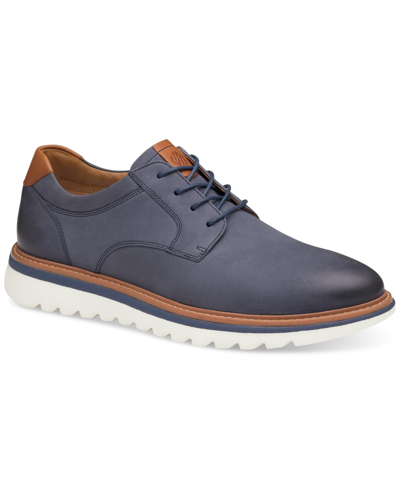Johnston & Murphy Braydon Plain Toe Derby In Navy Oiled Nubuck