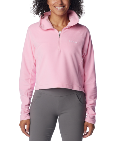 Shop Columbia Women's Glacial Cropped Ii Sportswear Fleece 1/2-zip Top In Wild Rose