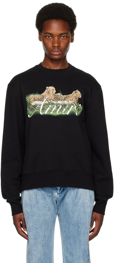Shop Amiri Black Cheetah Sweatshirt