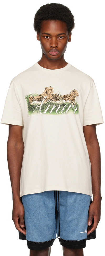 Shop Amiri Off-white Cheetah T-shirt In Alabaster