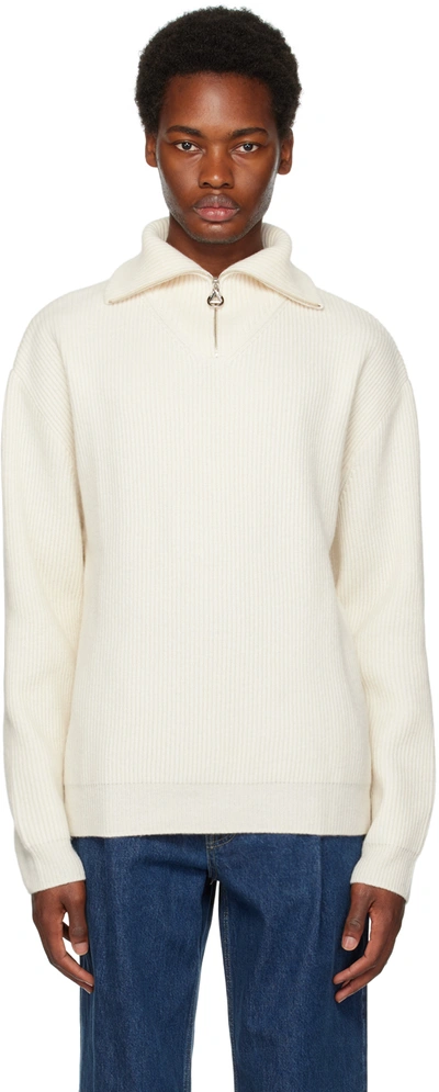 Shop Solid Homme Off-white Rib Sweater In 347i Ivory