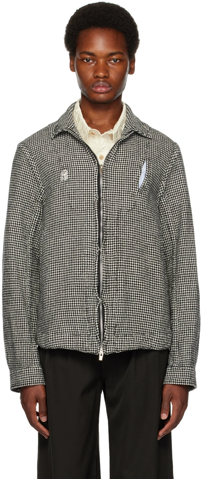Shop The Shepherd Undercover Black & White Spread Collar Jacket In Gray Ck