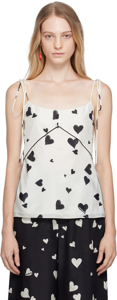 Shop Marni White Bunch Of Hearts Camisole In Bhw03 Stone White