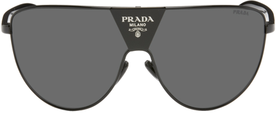 Shop Prada Black Mirrored Sunglasses In Dark Grey