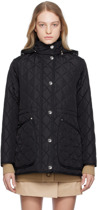 Shop Burberry Black Quilted Coat
